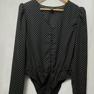 Chic Black and White Bodysuit Top